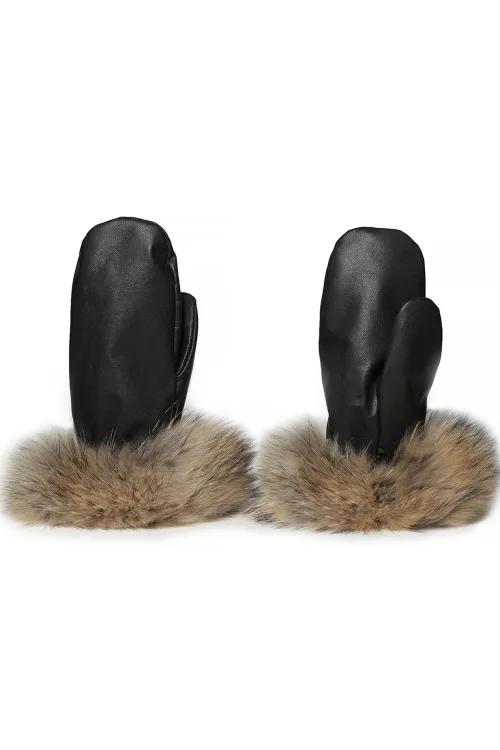 Finn Raccoon fur trim mittens - Urban | Fur gloves and mittens - Urban | BILODEAU Canada