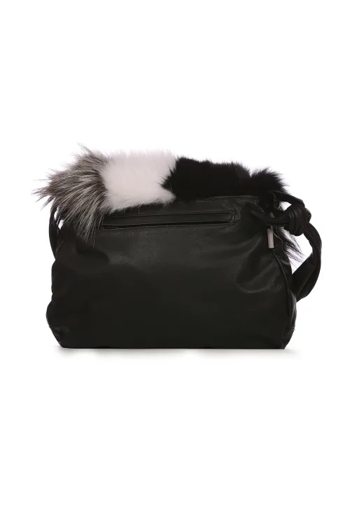 Sac à main Paysanne en fourrure de Renard Argenté-Noir-Blanc - Paysanne |  | BILODEAU Canada