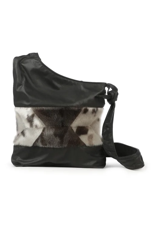 Sac à main en fourrure de Loup Marin naturel en damier - Daisy |  | BILODEAU Canada