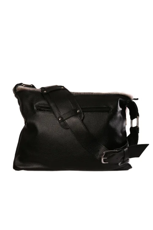 Sac de transport Pascal en cuir et Loup Marin naturel | Sacs - Sacs en fourrure | BILODEAU Canada