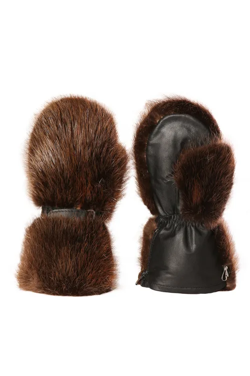 Mitaines en fourrure de Castor naturel pour enfant - Longues | Mitaines et gants - Plein air | BILODEAU Canada