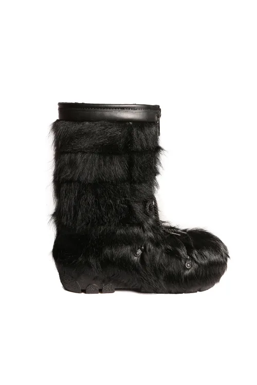 Black Cow fur checkered boots - Blizzard | Winter boots - Snow boots | BILODEAU Canada
