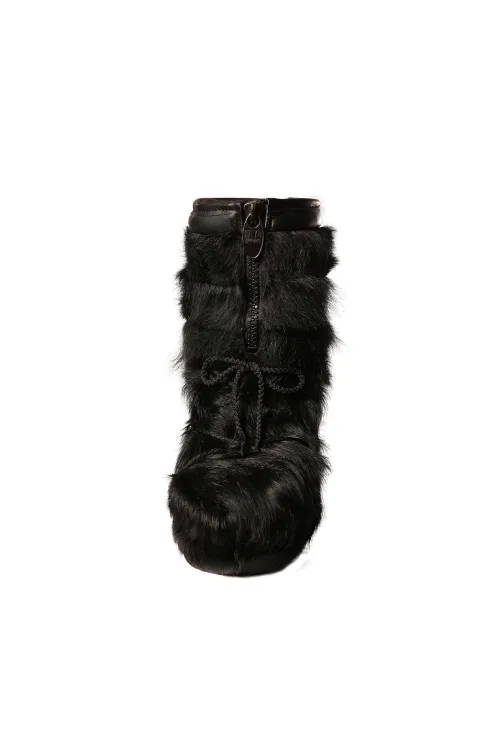 Black Cow fur checkered boots - Blizzard | Winter boots - Snow boots | BILODEAU Canada