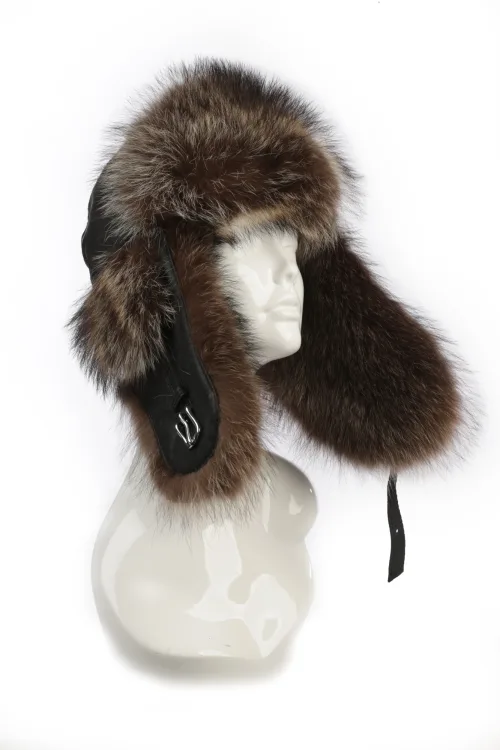 Natural Raccoon fur hat - Aviator | Fur hats | BILODEAU Canada