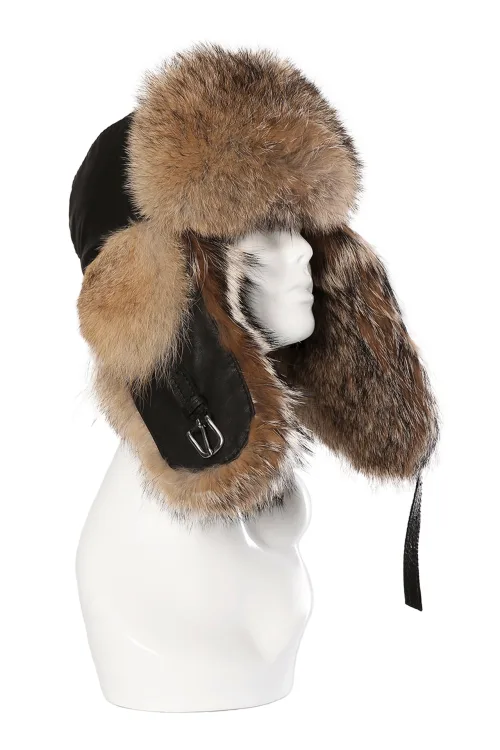 Natural Coyote fur hat - Aviator | Fur hats | BILODEAU Canada