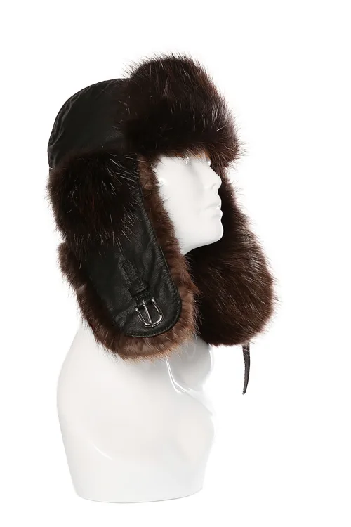 Natural Beaver fur hat - Aviator | Fur hats | BILODEAU Canada