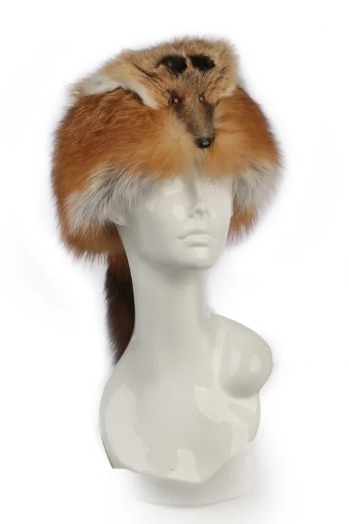 Red Fox head & tail hat - Trapper | Fur hats | BILODEAU Canada