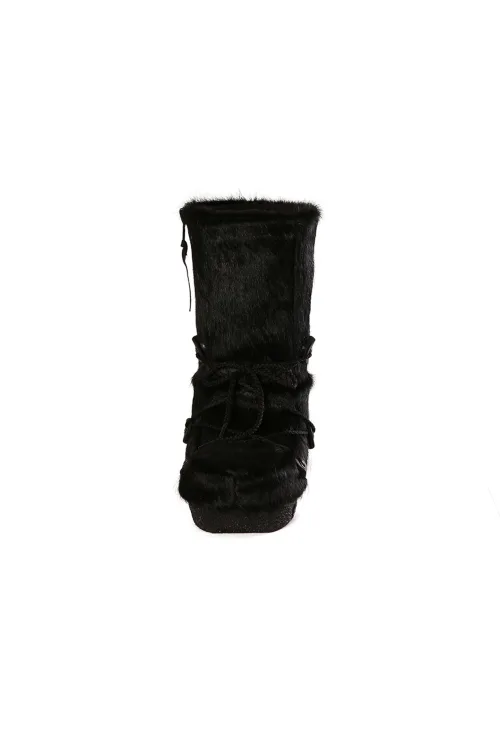 Black Cow Fur Boots Short Hair - Side Zipper - Standard Nakiuk | Women/Men | BILODEAU Canada