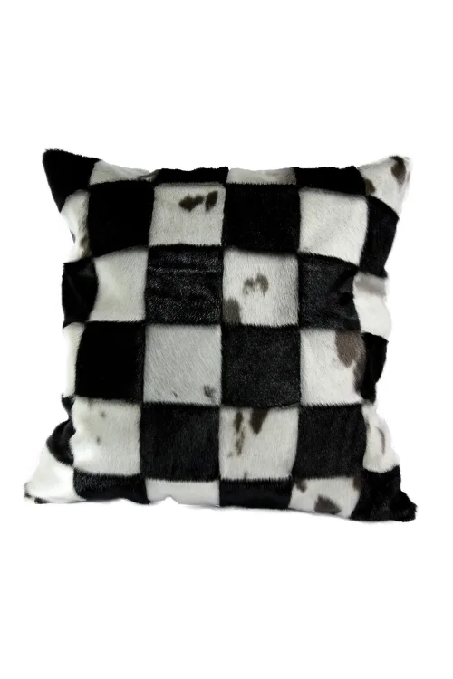 Coussin en fourrure de Loup Marin - Damier | Accessoires de décorations | BILODEAU Canada