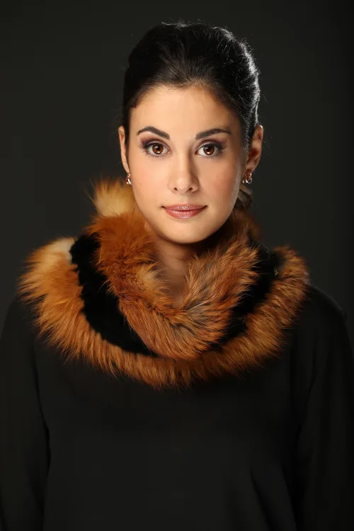Infinity scarf Red Fox & Black Beaver |  | BILODEAU Canada