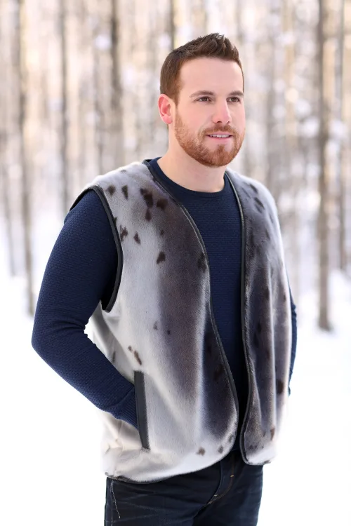 Vest men natural Seal | Men winter coats - Fur coats | BILODEAU Canada