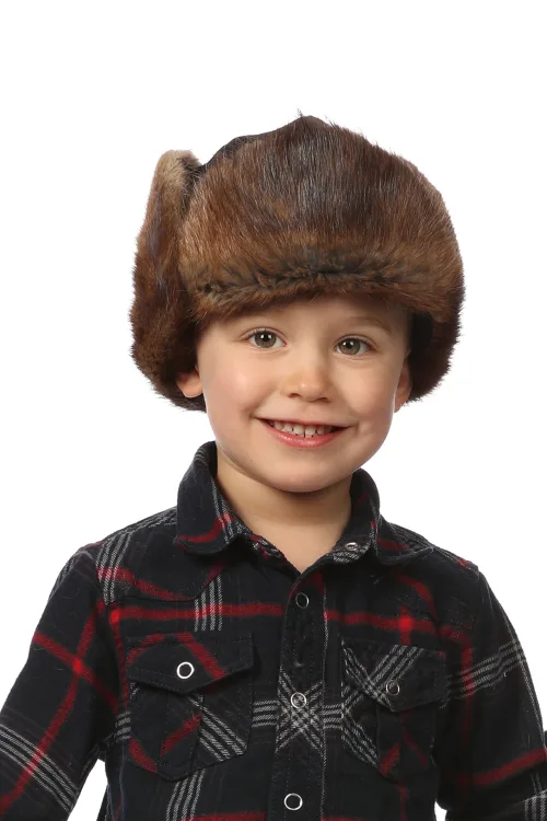 Natural Muskrat fur Children hat - RCMP | Headwear | BILODEAU Canada