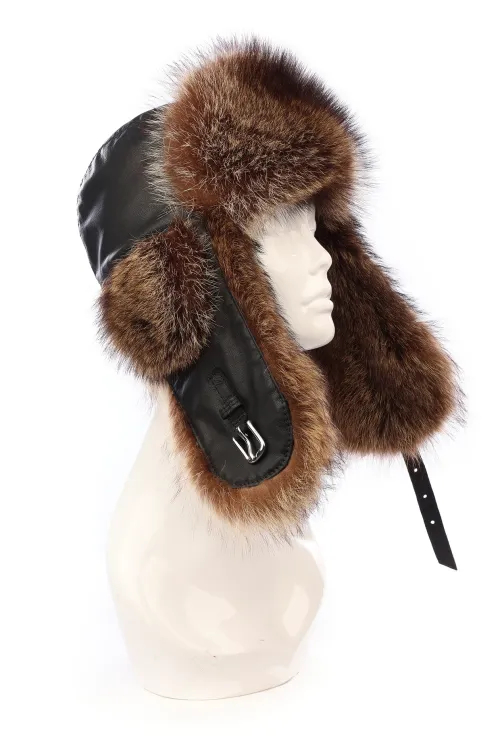 Recycled natural Raccoon fur hat - Aviator | Fur hats | BILODEAU Canada