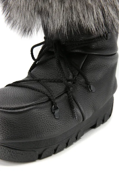 Bottes en cuir et Renard argenté - Mukluks | Bottes d'hiver - Bottes de plein air | BILODEAU Canada