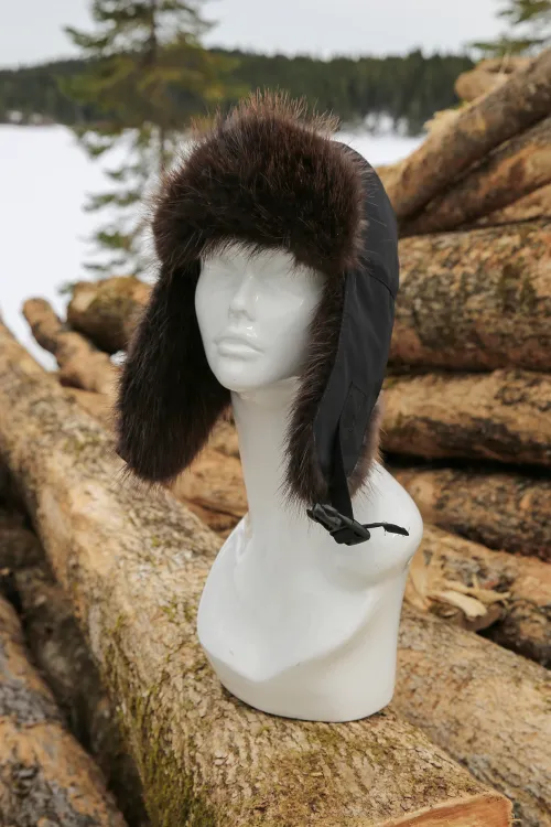 Chapeau en nylon et fourrure de Castor naturel - Aviateur | Chapeaux en fourrure | BILODEAU Canada