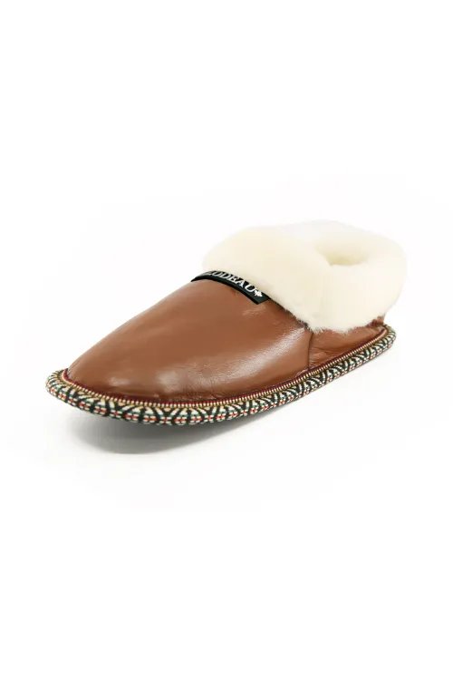 Pantoufles en cuir et mouton blanc | Pantoufles et mules | BILODEAU Canada
