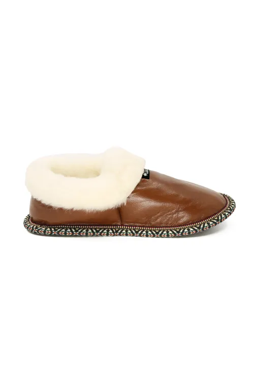 Pantoufles en cuir et mouton blanc | Pantoufles et mules | BILODEAU Canada