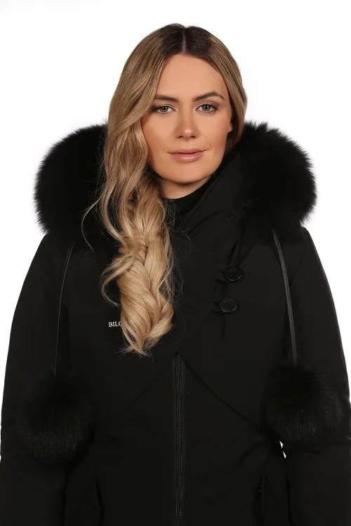 Bande pompons en fourrure de Renard Noir (28 PO) | Cols de fourrure | BILODEAU Canada