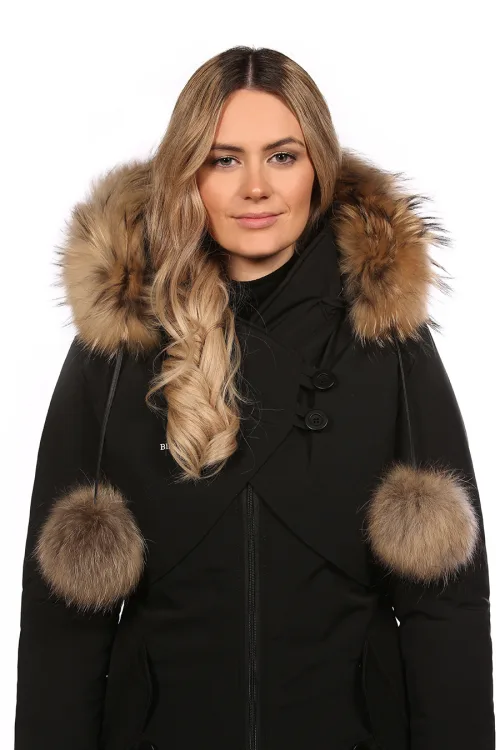 Bande pompons en fourrure de Finn Raccoon (28 PO) | Cols de fourrure | BILODEAU Canada