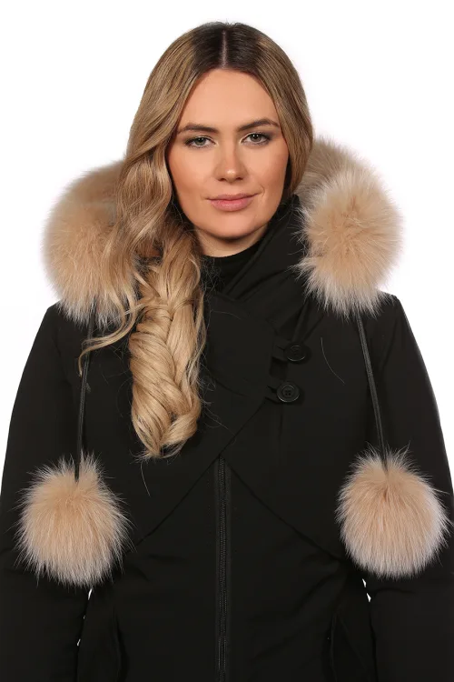 Bande pompons en fourrure de Renard Blush (28 PO) | Cols de fourrure | BILODEAU Canada