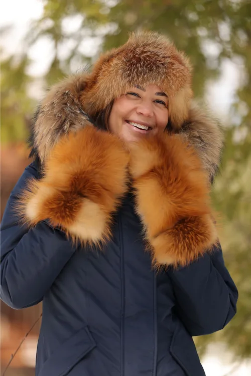 *New* - Red fox Mittens - Urban | Fur mittens - Urban | BILODEAU Canada